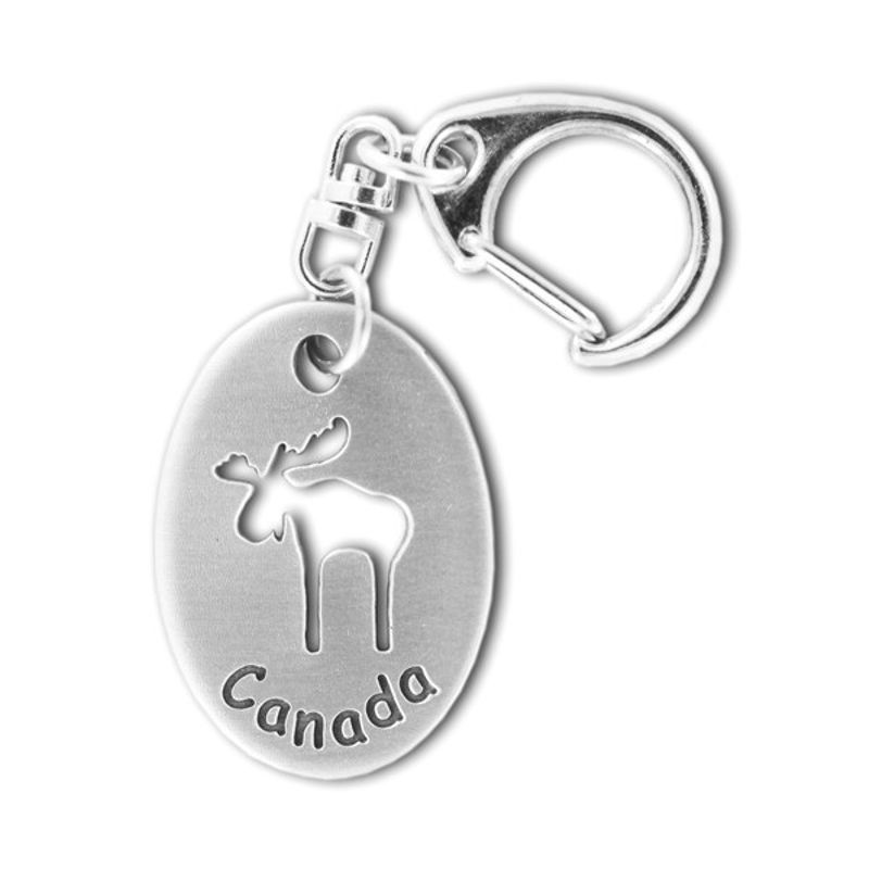 Pewter Moose Cut-out Canada Key Ring - 3427KT - Click Image to Close